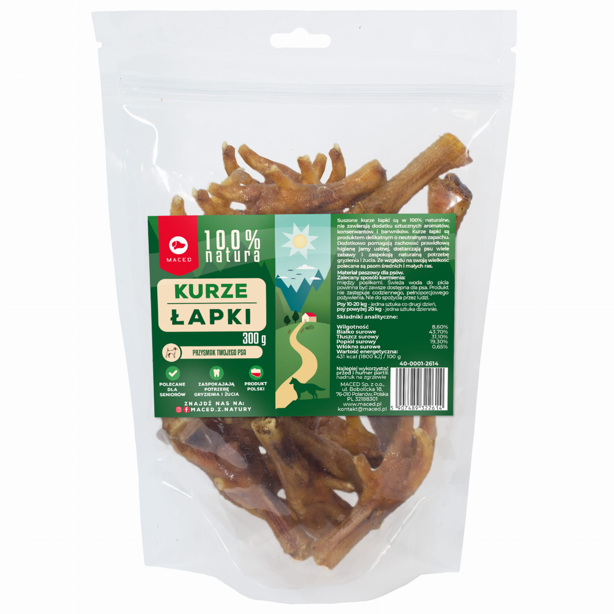 Maced Kurze Łapki Naturalny Przysmak Gryzak dla Psa 300g